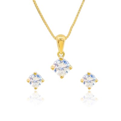 نیم ست طلا تک نگین