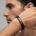 دستبند طلا چرم مردانه