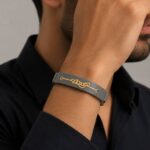دستبند طلا چرم مردانه