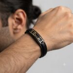 دستبند طلا چرم مردانه
