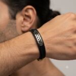 دستبند طلا چرم مردانه