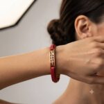 دستبند طلا چرم زنانه