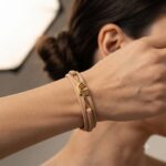 دستبند طلا چرم زنانه