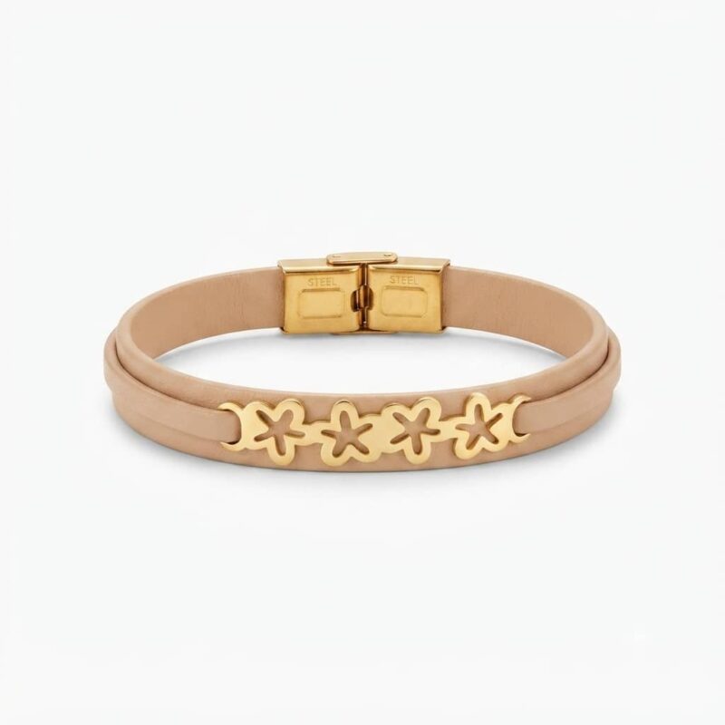 دستبند طلا چرم زنانه