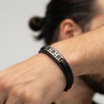 دستبند طلا چرم مردانه