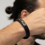 دستبند طلا چرم مردانه