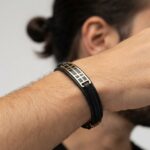 دستبند طلا چرم مردانه