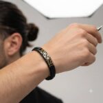 دستبند طلا چرم مردانه