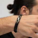 دستبند طلا چرم مردانه