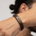دستبند طلا چرم مردانه