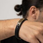 دستبند طلا چرم مردانه