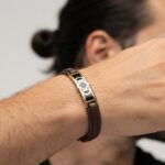 دستبند طلا چرم مردانه