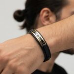 دستبند طلا چرم مردانه