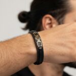 دستبند طلا چرم مردانه