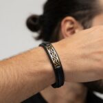 دستبند طلا چرم مردانه