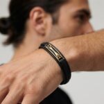 دستبند طلا چرم مردانه