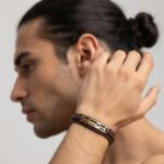 دستبند طلا چرم مردانه