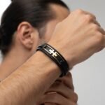 دستبند طلا چرم مردانه