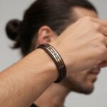 دستبند طلا چرم مردانه