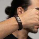 دستبند طلا چرم مردانه