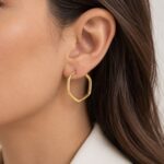 گوشواره طلا حلقه ای هندسی چندضلعی