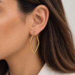 گوشواره طلا حلقه ای هندسی لوزی