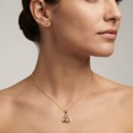 آویز طلا سوارسکی قلبی سنگ یاقوت صورتی